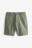Sage Green Straight Fit Stretch Chinos Shorts, Straight Fit