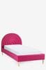 Soft Velvet Fuschia Pink Rainbow Kids Upholstered Bed Frame, Bed