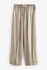 Mink Brown Rochelle Humes Striped Linen Super Wide Leg Trousers