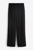 Black Wide Leg Trousers With Linen, Petite