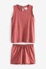 Pink Cotton Vest Short Pyjamas Set, Regular