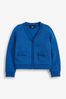 Blue Cotton Rich Frill Pocket Jersey School Cardigan (3-16yrs)