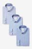 Blue/Pink/White Shirts 3 Pack, Slim Fit Single Cuff