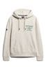 Superdry White Athletic Script Flock Hoodie