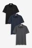 Blue/Grey/Black Regular Fit Jersey Polo Shirts 3 Pack