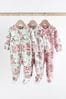 Florales Muster - Baby-Schlafanzüge mit Zwei-Wege-Reißverschluss im 3er-Pack (0-2yrs)