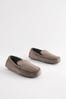 Taupe Brown Check Lined Moccasin Slippers