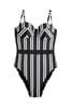 Schwarz-weiß gestreift - Figurformender Badeanzug mit Körbchen und Bügeln