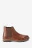 Tan Brown Leather Cleated Chelsea Boots