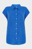 חולצת פשתן של Mint Velvet עם שרוול קצר בכחול 