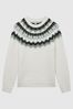 Pulover tricotat cu model fairisle Reiss Pip Tricou la baza gâtului