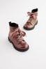 Rose Gold Pink Wide Fit (G) Warm Lined Lace-Up Boots, Wide Fit (G)