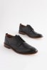 Black Wide Fit Contrast Sole Leather Brogues, Wide Fit