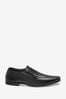 Black Wide Fit Leather Panel Slip-On Shoes, Wide Fit