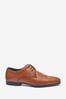 Tan Brown Wide Fit Leather Plain Derby Shoes, Wide Fit