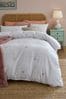 White With Silver Hearts Embroidered Duvet Cover and Pillowcase Set