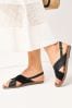 Black Regular/Wide Fit Forever Comfort® Crossover Leather Sandals, Regular/Wide Fit