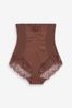 Chocolate Brown Super High Waist Briefs Firm Tummy Control Shaping Briefs, Super High Waist Briefs