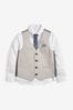 Grey Waistcoat, White Shirt & Tie Set Waistcoat (12mths-16yrs)