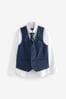 Navy Blue Waistcoat, White Shirt & Tie Set Waistcoat (12mths-16yrs)
