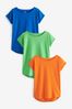 Blue/Orange/Green Cap Sleeve T-Shirts 3 Pack, Regular