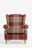 Versatile Check Stirling Red Sherlock Highback Armchair, Regular