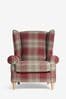Versatile Check Stirling Red Grande Sherlock Highback Armchair, Grande