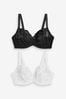 Black/White Non Pad Balcony DD+ Lace Bras 2 Pack