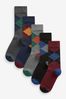 Black/Grey Mix Pattern Socks, 5 Pack