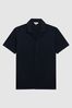 Black Reiss Caspa Mercerised Jersey Cuban Collar Shirt