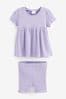 Lilac Purple Short Sleeve Top And Shorts Set (3mths-7yrs)