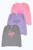 Hype. Pink Script Long Sleeve T-Shirts 3 Pack