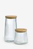 Clear Ribbed Glass Storage Jars