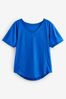 Blue Active Sports Short Sleeve V-Neck Top, Regular