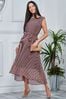 Jolie Moi Pink Pleated Chiffon High Low Maxi Dress