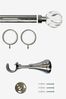 Laura Ashley Chrome 28mm Metal Curtain Pole With Vivien Glass Finial