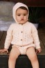 The Little Tailor Pink Knitted Cardigan, Bonnet And Bloomers 3 Piece Baby Set