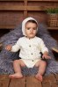 The Little Tailor Cream Knitted Cardigan, Bonnet And Bloomers 3 Piece Baby Set
