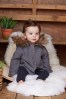 The Little Tailor Charcoal Faux Fur Trimmed Hooded Jacket