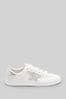 White And Silver Wide Fit Forever Comfort® Star Lace-Up Trainers, Regular/Wide Fit