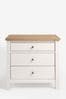 Chalk White Malvern Paint Effect 3 Drawer Wide Bedside Table