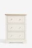 Chalk White Hampton Painted Oak Collection Luxe 3 Drawer Tall Chest of Drawers, 3 Drawer Tall