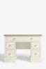 Chalk White Hampton Painted Oak Collection Luxe Space Saving Storage Console Dressing Table, Space Saving Storage