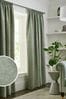 Sage Green Heavyweight Chenille Pencil Pleat Lined Curtains, Lined