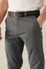 Grey Straight Printed Belted Soft Touch Chino Trousers, Straight