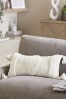 Natural White Tufted Geo Oblong Cushion