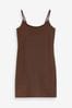 Chocolate Brown Longline Thin Strap Vest, Regular