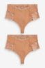 Caramel Nude Tummy Control Light Shaping High Waist Thongs 2 Pack