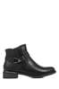 Bellissimo Black Ladies Ankle Boots With Metallic Buckle