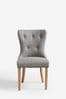 Chunky Weave Mid Grey Blair Oak Effect Leg Dining Chairs Set of 2, Oak Effect Leg